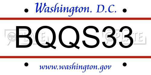 BQQS33 District Of Columbia License Plate