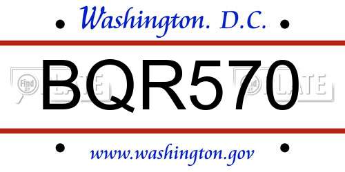 BQR570 District Of Columbia License Plate