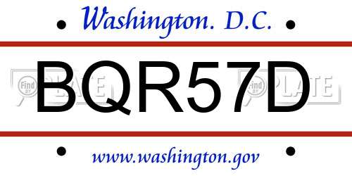 BQR57D District Of Columbia License Plate