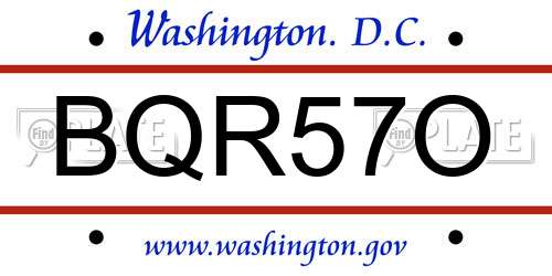 BQR57O District Of Columbia License Plate