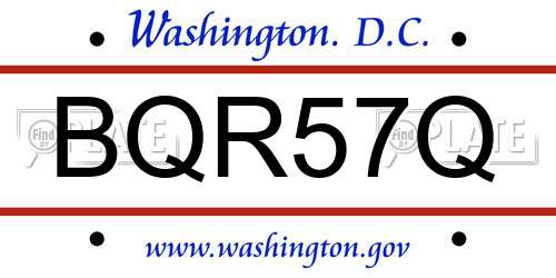 BQR57Q District Of Columbia License Plate