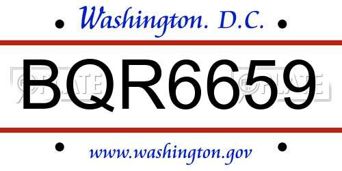 BQR6659 District Of Columbia License Plate
