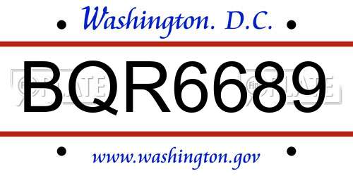 BQR6689 District Of Columbia License Plate