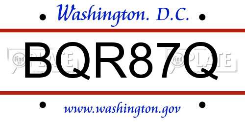 BQR87Q District Of Columbia License Plate