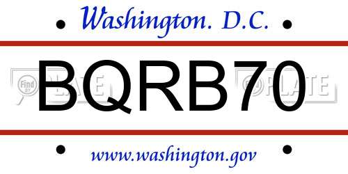 BQRB70 District Of Columbia License Plate
