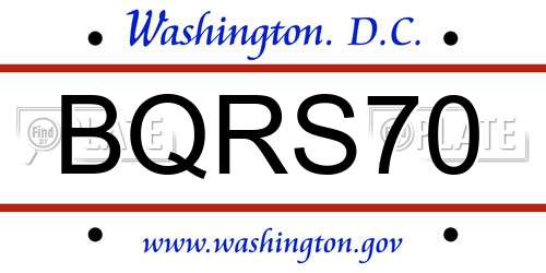 BQRS70 District Of Columbia License Plate