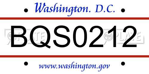 BQS0212 District Of Columbia License Plate