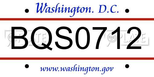 BQS0712 District Of Columbia License Plate