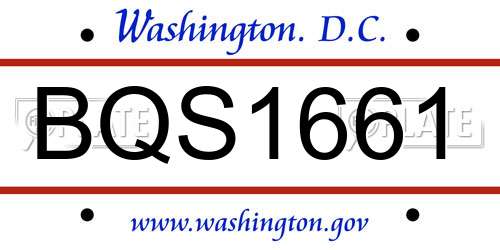 BQS1661 District Of Columbia License Plate