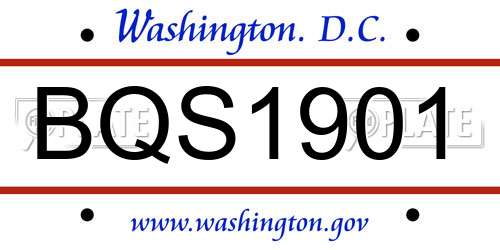 BQS1901 District Of Columbia License Plate