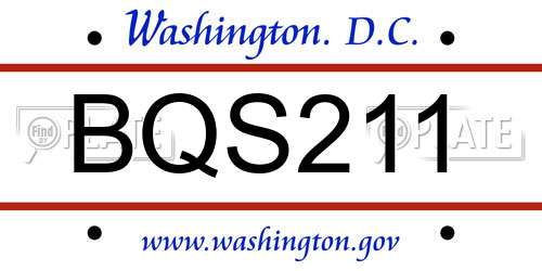 BQS211 District Of Columbia License Plate