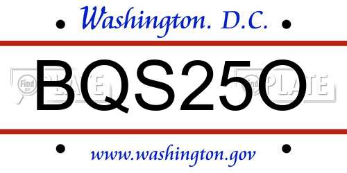 BQS25O District Of Columbia License Plate
