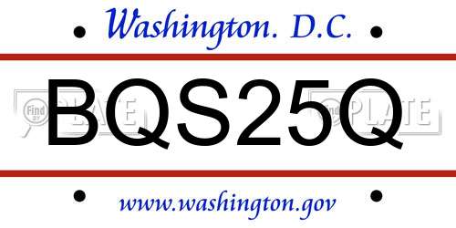 BQS25Q District Of Columbia License Plate