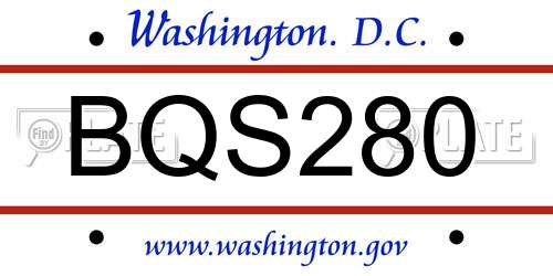 BQS280 District Of Columbia License Plate