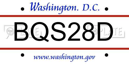 BQS28D District Of Columbia License Plate