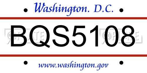 BQS5108 District Of Columbia License Plate