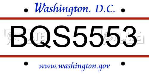 BQS5553 District Of Columbia License Plate
