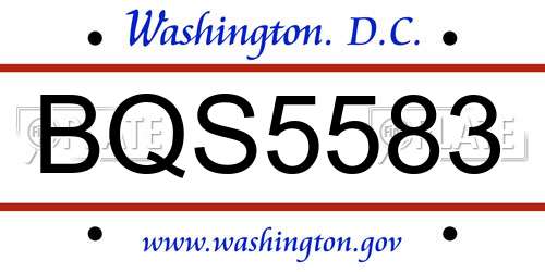 BQS5583 District Of Columbia License Plate