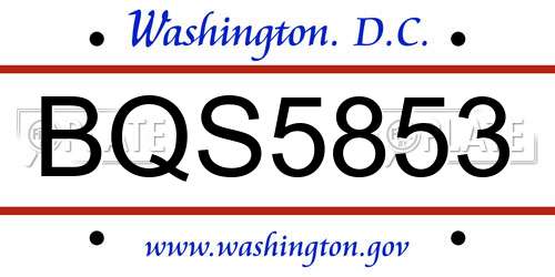 BQS5853 District Of Columbia License Plate
