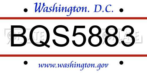 BQS5883 District Of Columbia License Plate