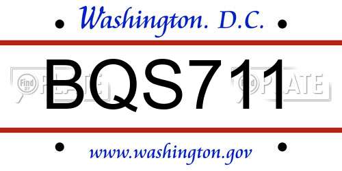 BQS711 District Of Columbia License Plate