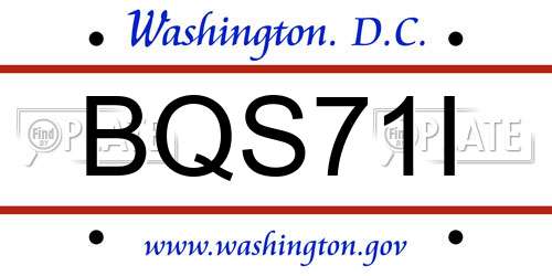 BQS71I District Of Columbia License Plate
