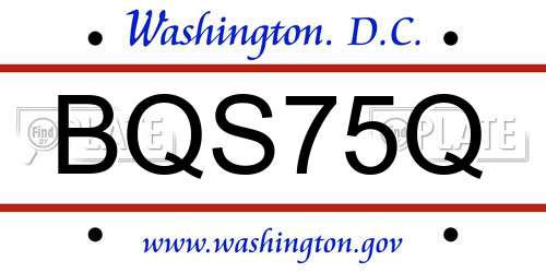 BQS75Q District Of Columbia License Plate