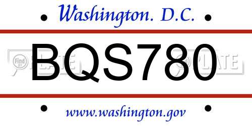 BQS780 District Of Columbia License Plate