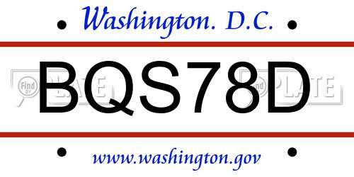BQS78D District Of Columbia License Plate