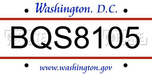 BQS8105 District Of Columbia License Plate