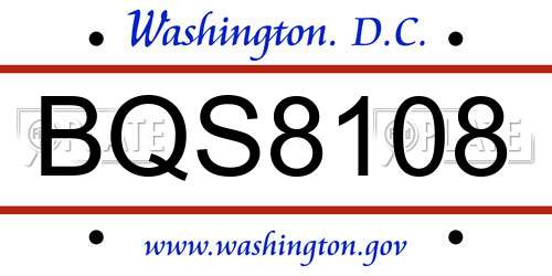 BQS8108 District Of Columbia License Plate