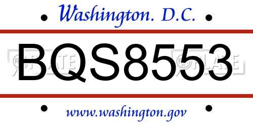 BQS8553 District Of Columbia License Plate