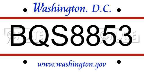 BQS8853 District Of Columbia License Plate