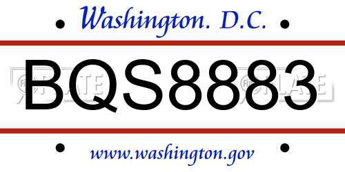 BQS8883 District Of Columbia License Plate