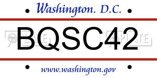 BQSC42 District Of Columbia License Plate