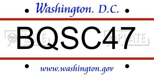 BQSC47 District Of Columbia License Plate