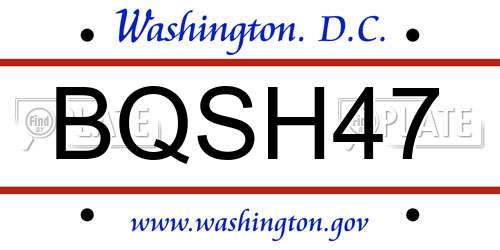 BQSH47 District Of Columbia License Plate