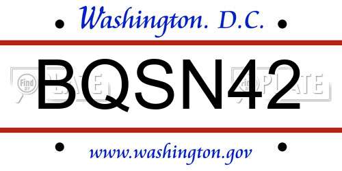 BQSN42 District Of Columbia License Plate
