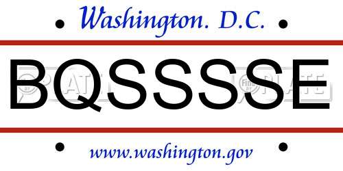 BQSSSSE District Of Columbia License Plate