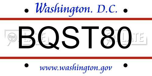 BQST80 District Of Columbia License Plate
