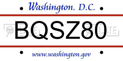 BQSZ80 District Of Columbia License Plate
