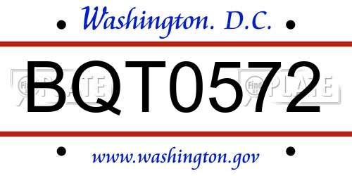 BQT0572 District Of Columbia License Plate