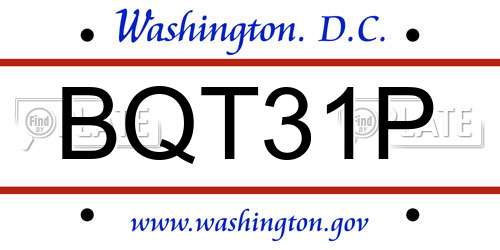 BQT31P District Of Columbia License Plate