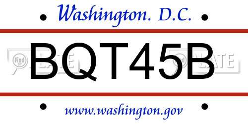 BQT45B District Of Columbia License Plate