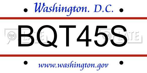 BQT45S District Of Columbia License Plate