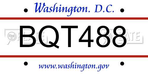BQT488 District Of Columbia License Plate