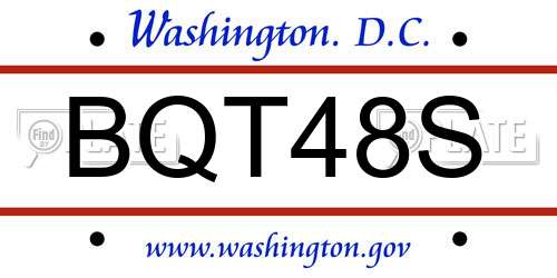 BQT48S District Of Columbia License Plate