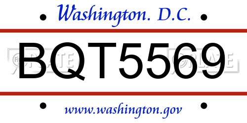 BQT5569 District Of Columbia License Plate