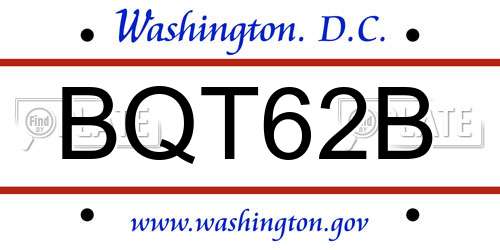 BQT62B District Of Columbia License Plate