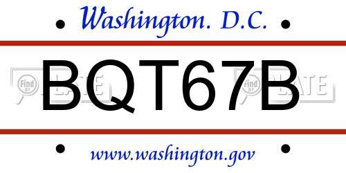 BQT67B District Of Columbia License Plate